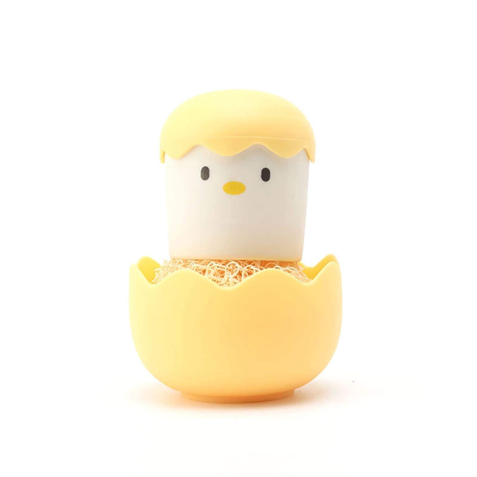 LINASHI Cute Yellow Kitchen Dishwashing Brush - Eggshell Design, Safe & Effective Fabric Cleaning Ball for Dishes, Pots & Pans - Perfect for Home Kitchen Organization & Daily Cleaning Tasks