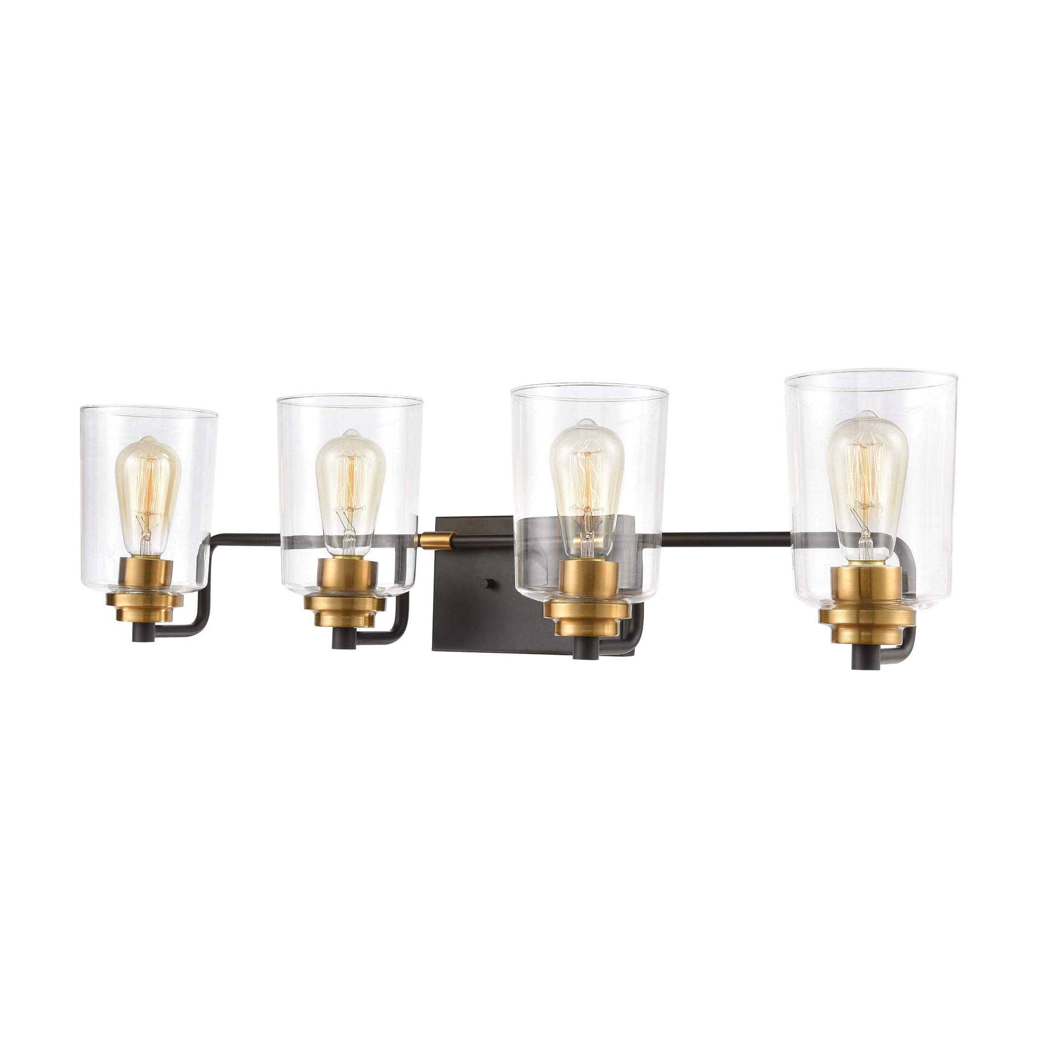 Robins 4-Light Matte Black Bathroom Vanity Light with Clear Glass Shades - Perfect for Modern Bathroom, Powder Room & Dressing Table Lighting