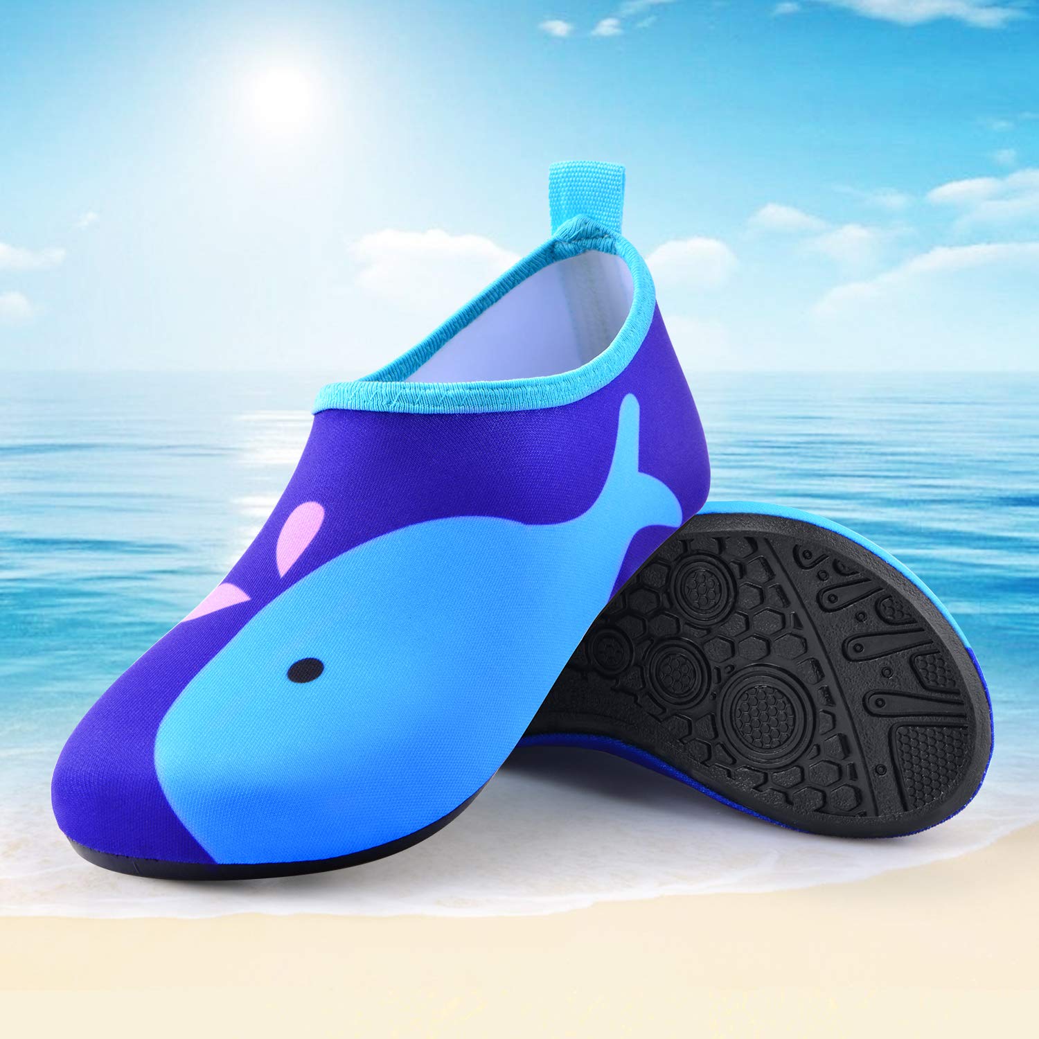 **Sunnywoo Kids Water Shoes for Boys & Girls - Quick Dry Non-Slip Aqua Socks for Swimming, Beach, Pool & Outdoor Sports - Barefoot Water Skin Shoes for Toddlers & Children**