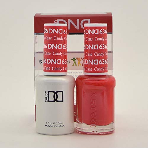 DND Gel Nail Polish Set #636 Candy Cane - Long Lasting Gel & Matching Lacquer - Perfect for Holiday Nails, Christmas Manicures & Winter Nail Art