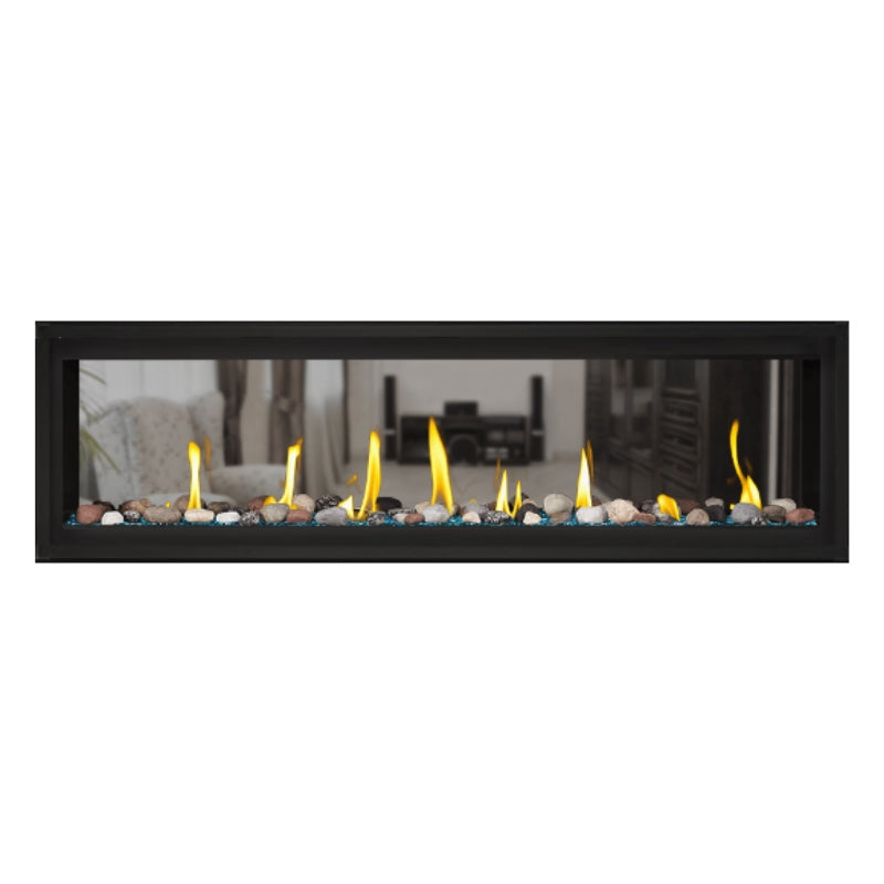 Napoleon Luxuria 62 Inch See-Through Linear Direct Vent Gas Fireplace - LVX62N2X | Modern Home Heating Solution for Living Rooms & Patios