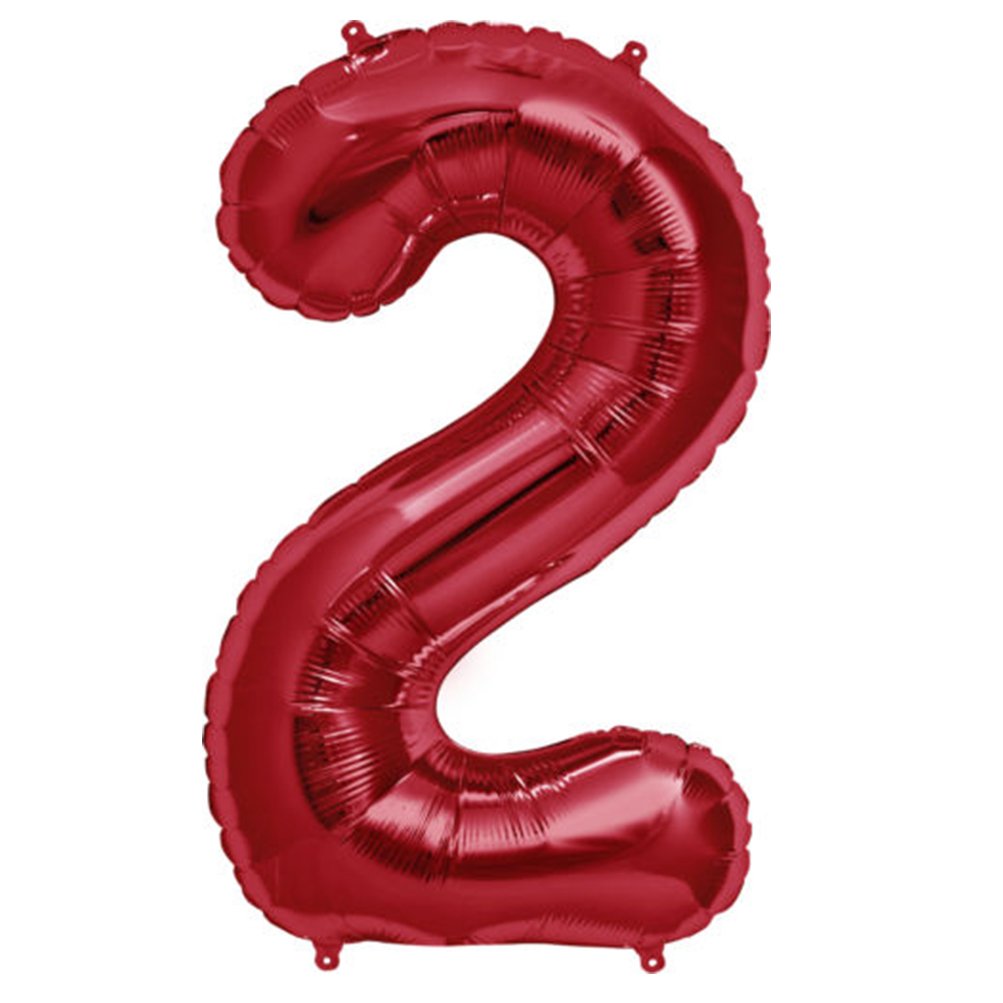 Tellpet 40 Inch Red Number 2 Balloon - Large Latex Party Balloons for Birthday Decorations, Anniversary Celebrations & Graduation Parties