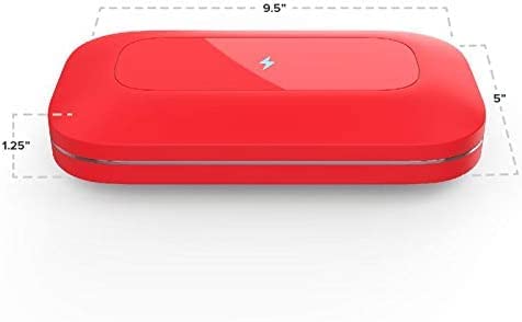 PhoneSoap Pro UV Smart Phone Sanitizer & Universal Charger | 360° UV-C Disinfection for iPhone, Samsung, Android | Kills 99.9% Germs | Wireless Charging Station | Perfect for Home, Office, Gym & Travel (Red)