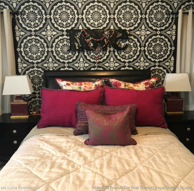 Mandala Fusion Tile Stencil - Reusable DIY Painting Template for Wall, Floor & Furniture Decoration - Perfect for Home, Yoga Studios & Meditation Spaces