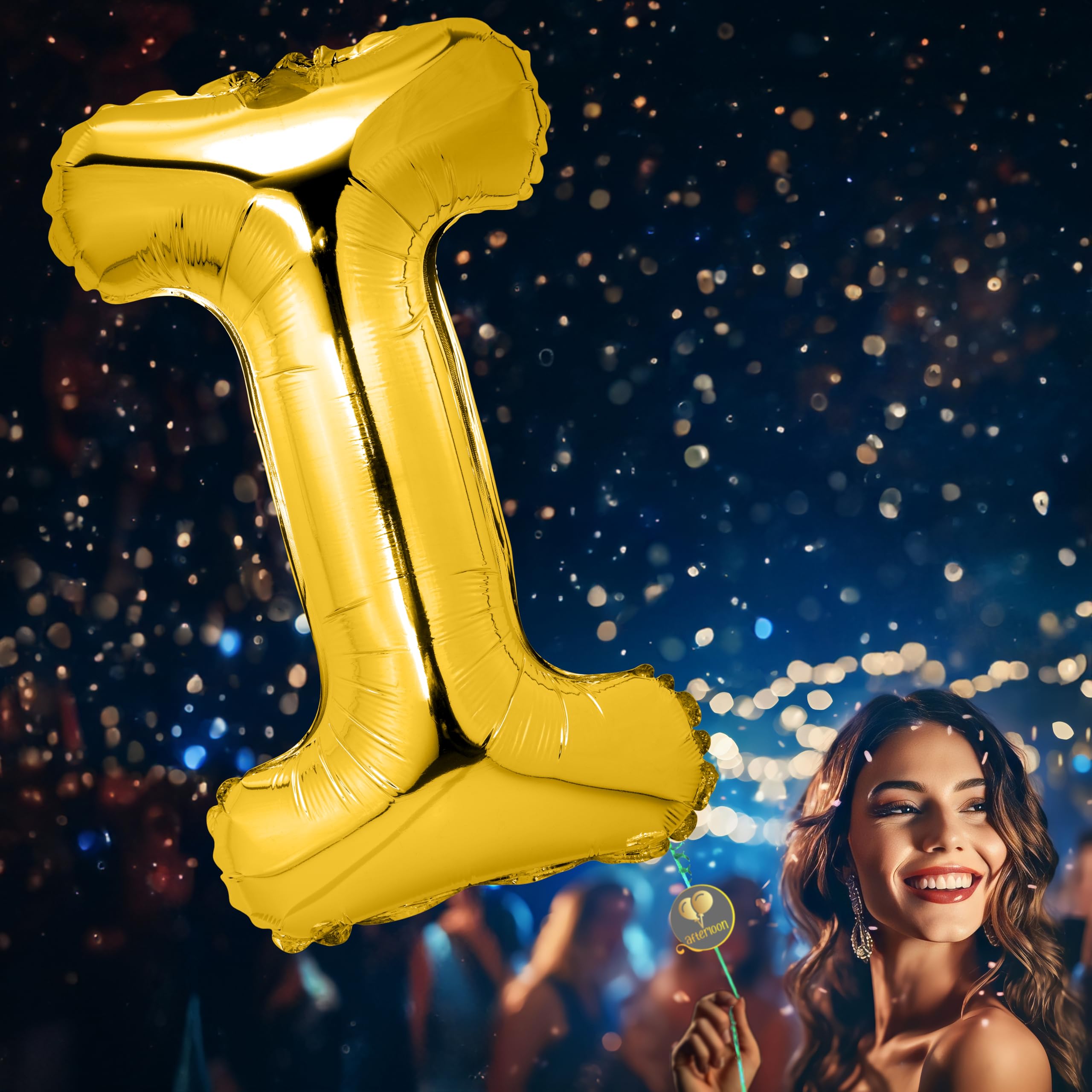 AFTERLOON® 42 Inch Giant Jumbo Helium Foil Mylar Alphabet Balloons - Letter I - Premium Quality Glossy Gold for Graduation, Anniversary, Wedding, Birthday Party Decorations - Perfect for Bridal Showers, Baby Showers & Photo Backdrops