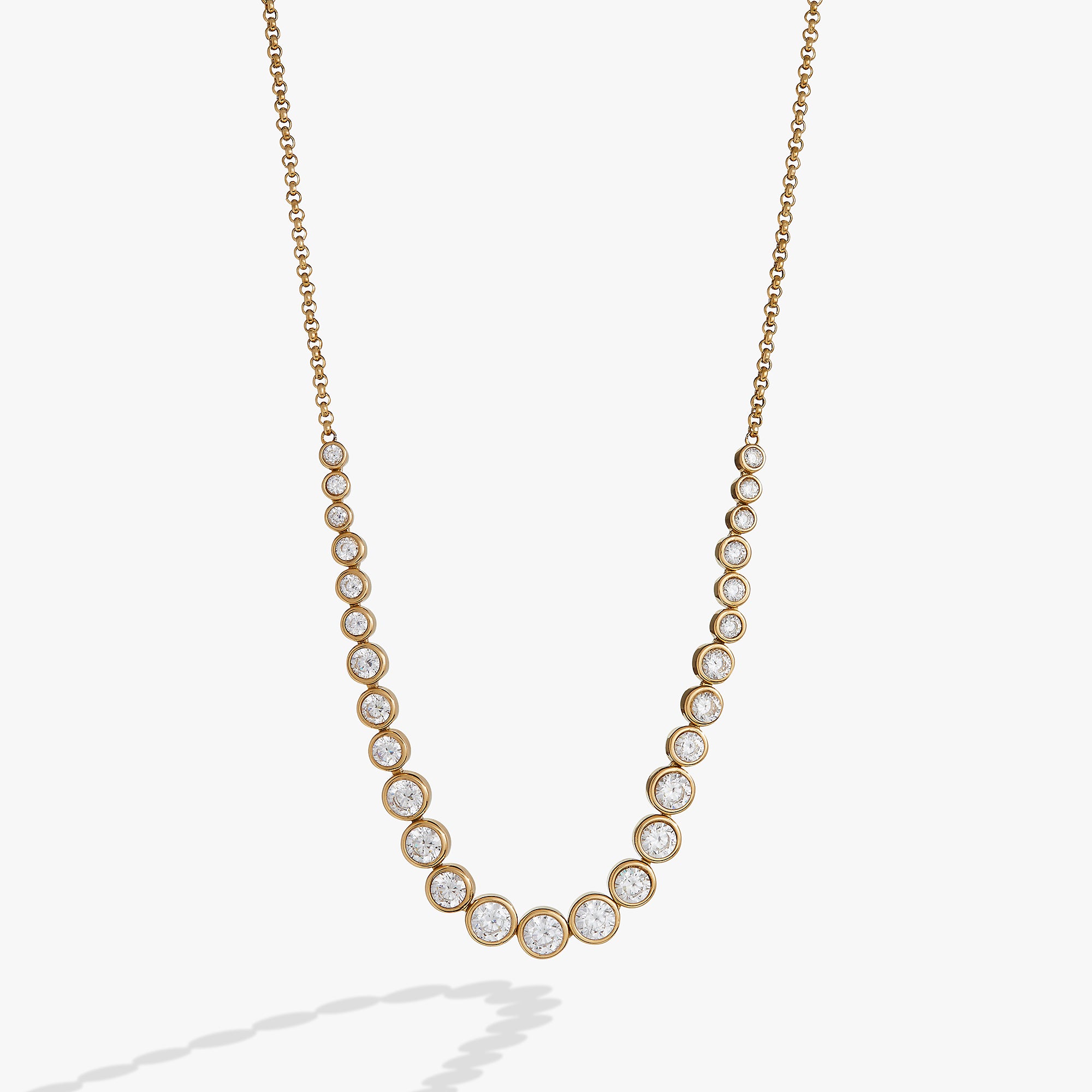 Elegant Crystal Tennis Necklace for Women - Sparkling Diamond-Cut Glass Beads, 18K Gold Plated Chain - Perfect for Weddings, Parties & Special Occasions