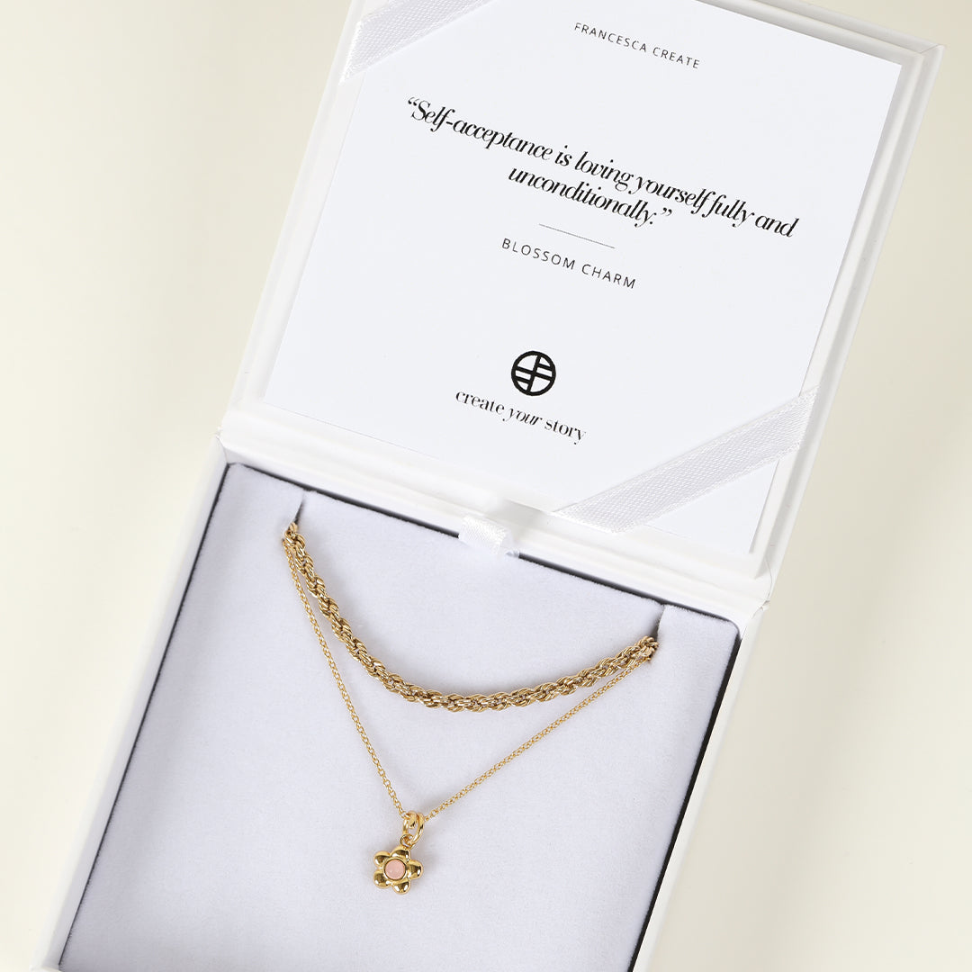 Blossom Charm Necklace - Floral Pendant Jewelry for Women, Dainty Rose Gold Necklace Gift for Her - Perfect for Weddings, Anniversaries & Everyday Elegance