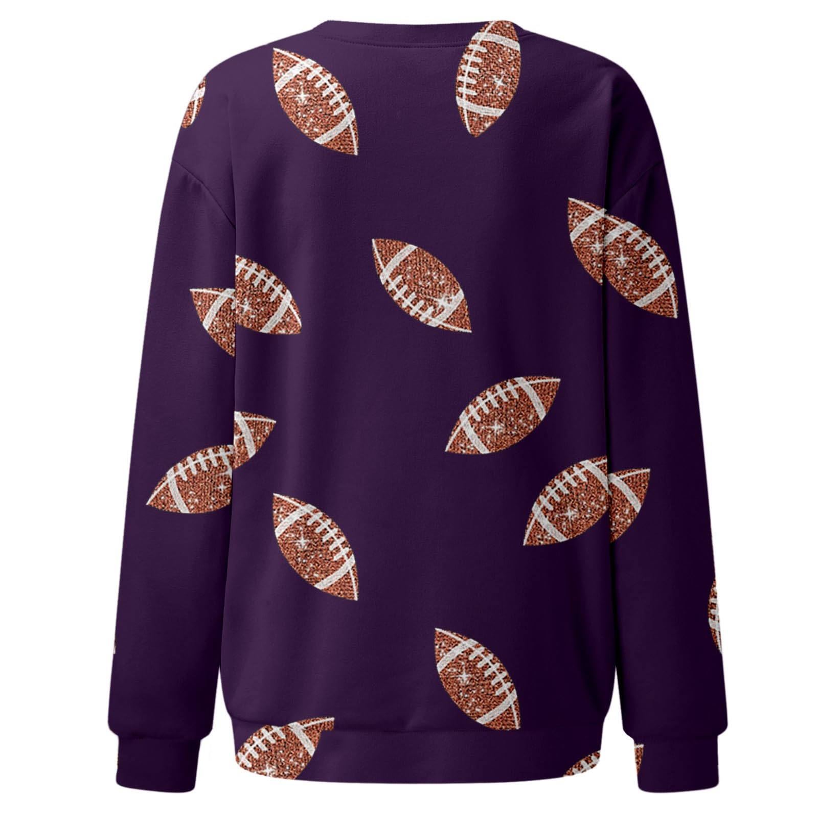 Women's Sparkle Football Sequin Rugby Crewneck Sweatshirt - Long Sleeve Game Day Pullover for Women | Perfect for Football Games, Tailgating & Sports Events