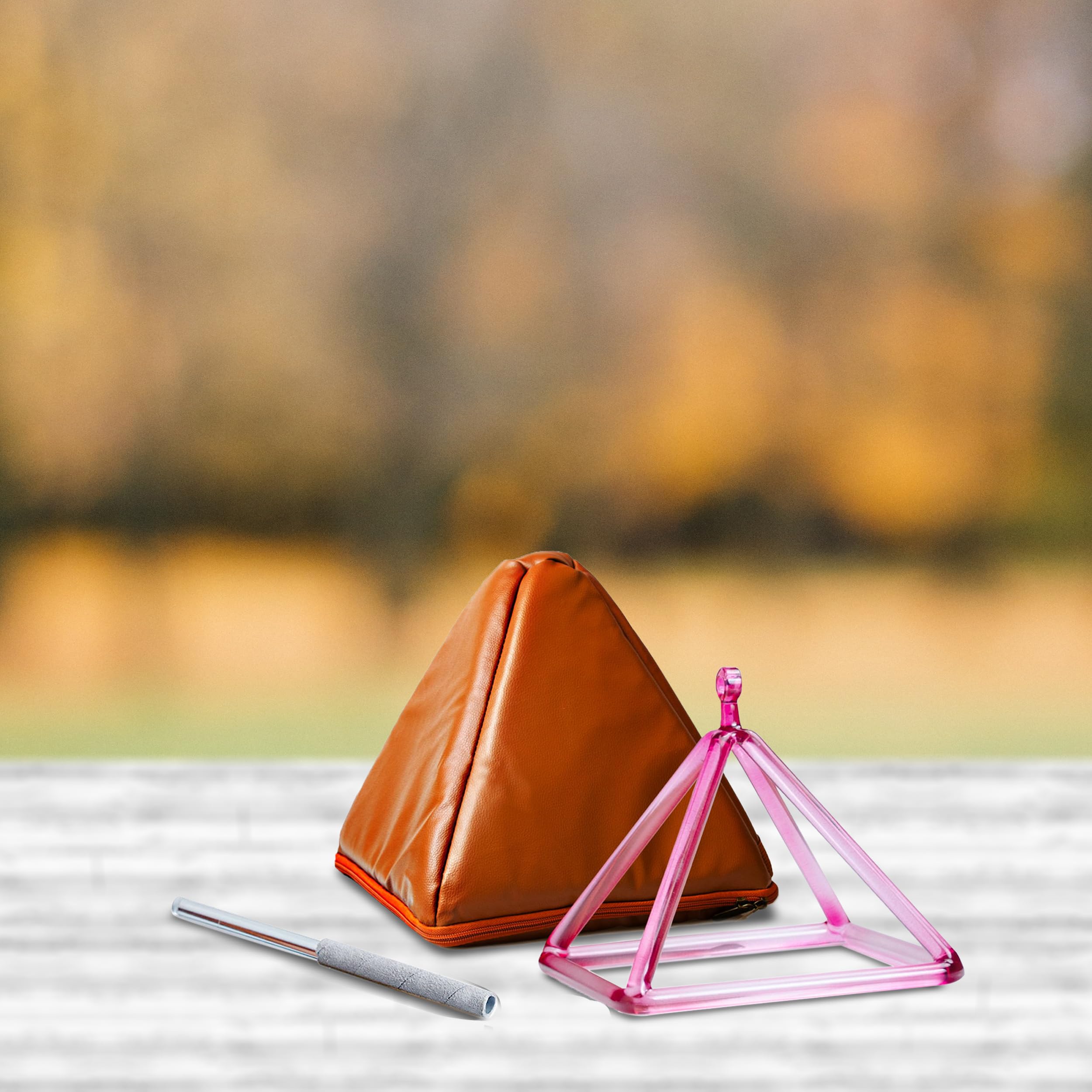 TOPFUND 6-Inch Purple Crystal Singing Pyramid Set with Leather Carrying Case & Quartz Suede Mallet - Meditation, Sound Healing & Yoga Accessories for Spiritual Practice