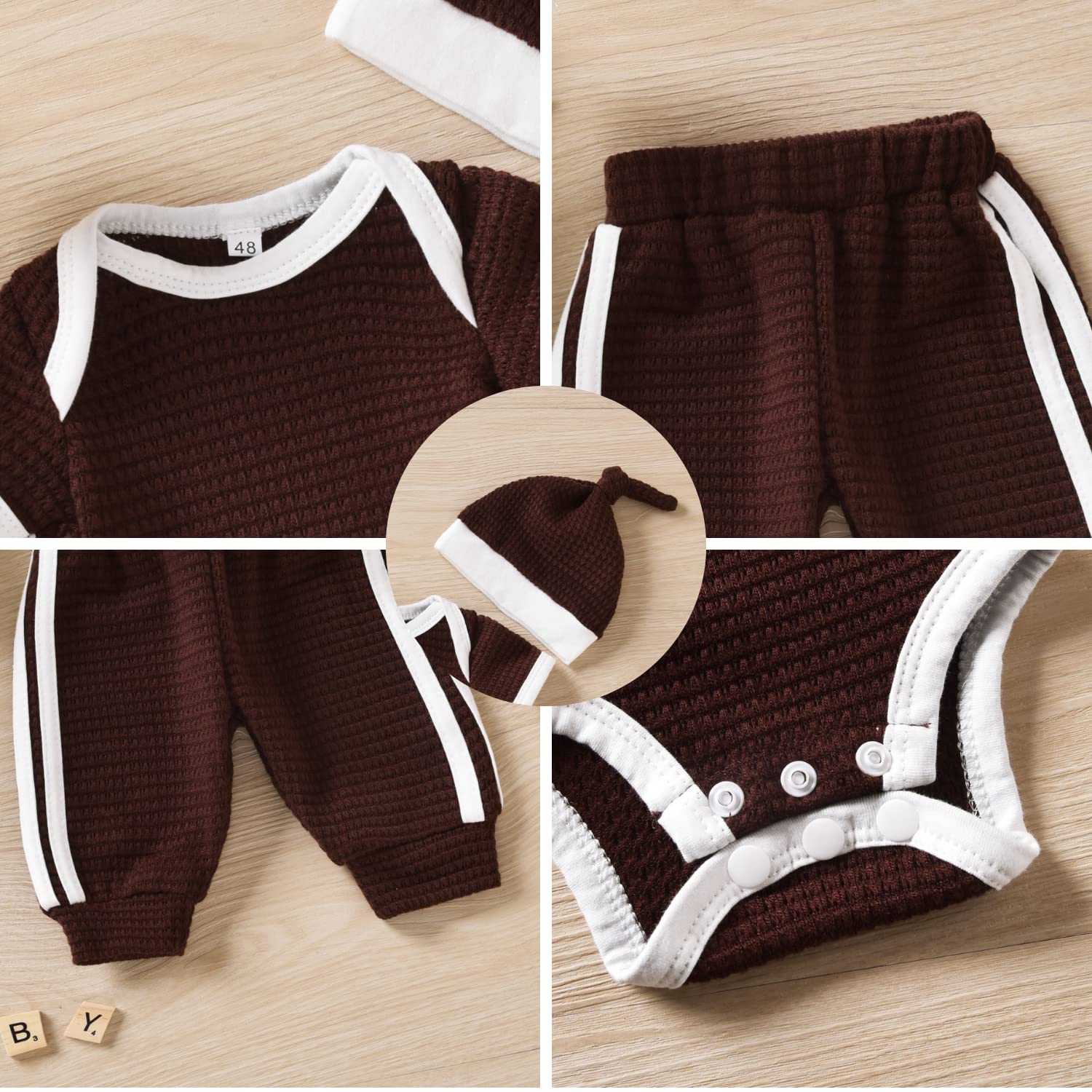 Unutiylo Unisex Preemie Baby Clothes - Waffle Romper & Pants Set for Newborn Boys & Girls | Soft Short Sleeve Outfits for Hospital, Home & Photo Shoots