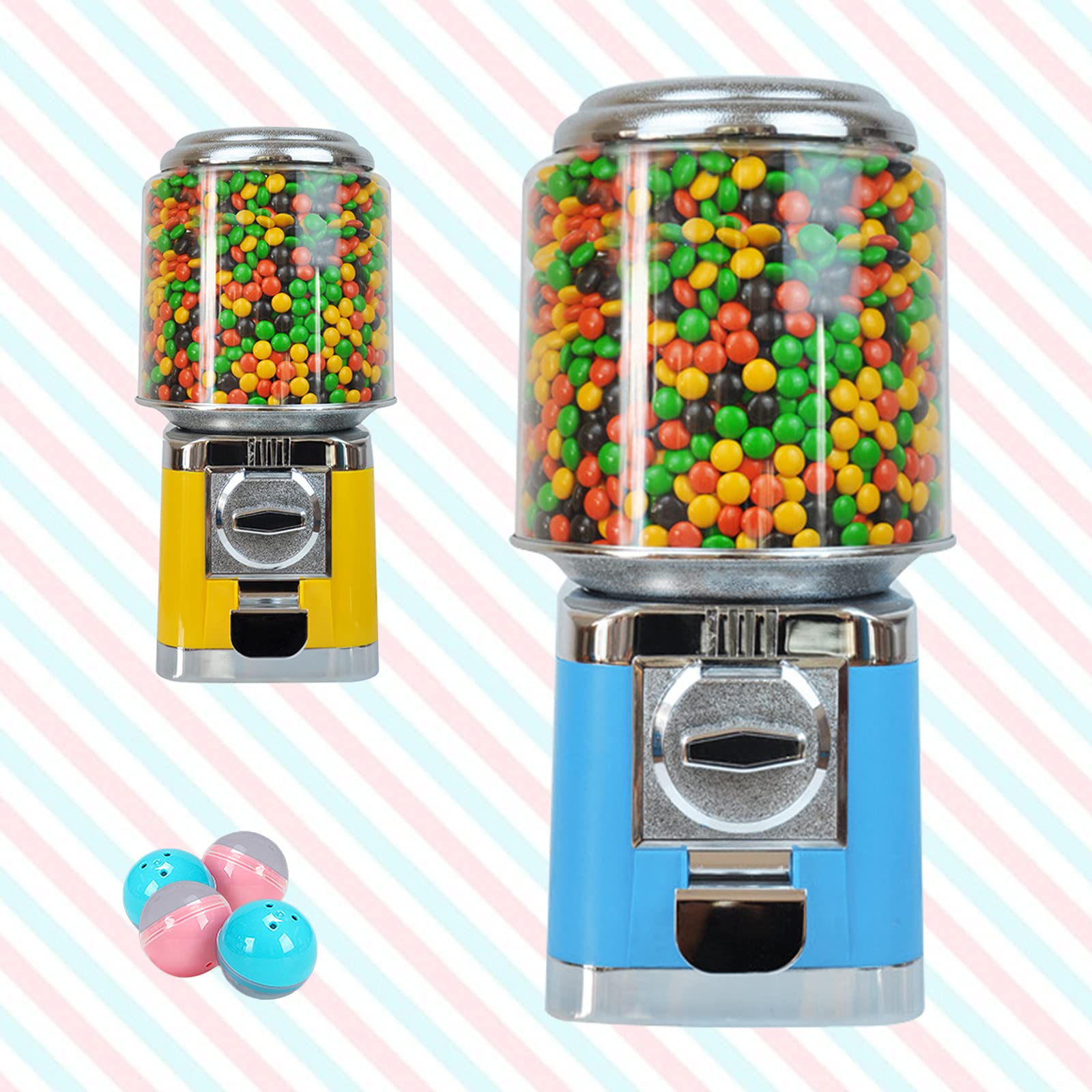 Automatic Candy Vending Machine - Blue/Yellow Toy Dispenser for Home & Business Use, Empty Capsule Machine for Gumballs, Prizes (Yellow) - Perfect for Stores, Arcades, Parties & Retail Spaces