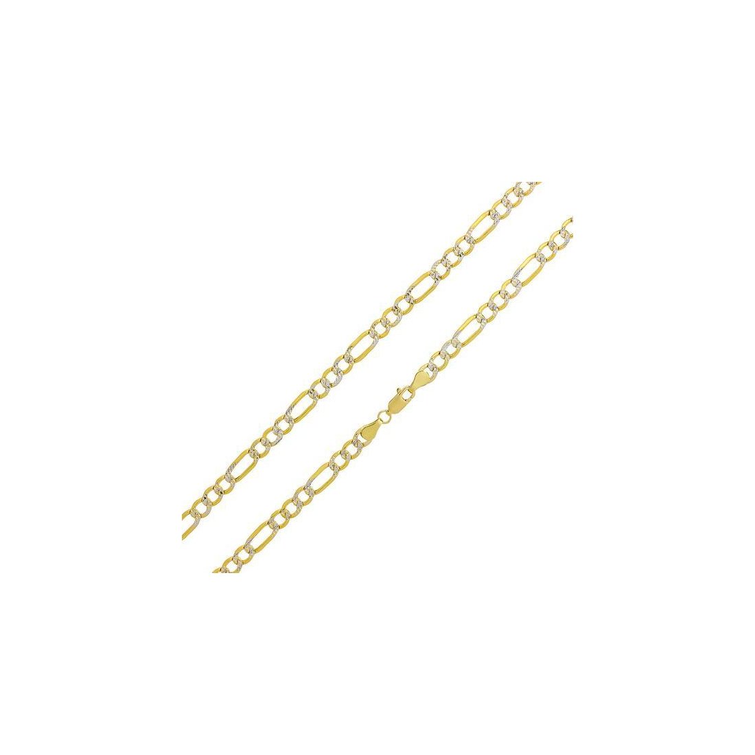 6.2MM Pave Figaro Yellow Gold Chain .925 Sterling Silver 8-28 Inches - Elegant Jewelry for Women, Perfect for Gifts, Parties & Everyday Wear