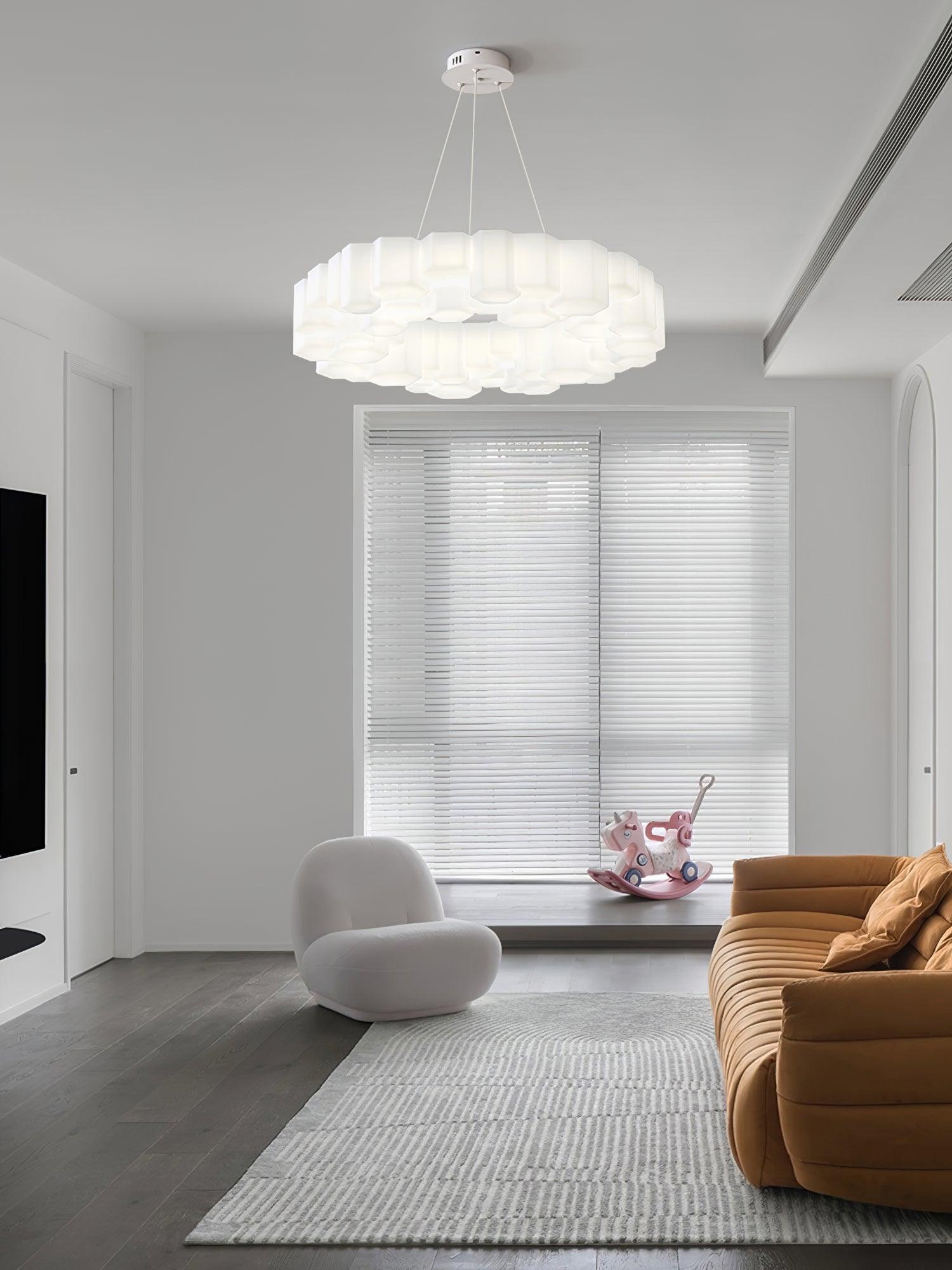 Modern Honeycomb Chandelier Light Fixture - Geometric Hexagon Ceiling Pendant Lamp for Dining Room, Living Room & Bedroom - Elegant Home Decor Lighting for Indoor Spaces