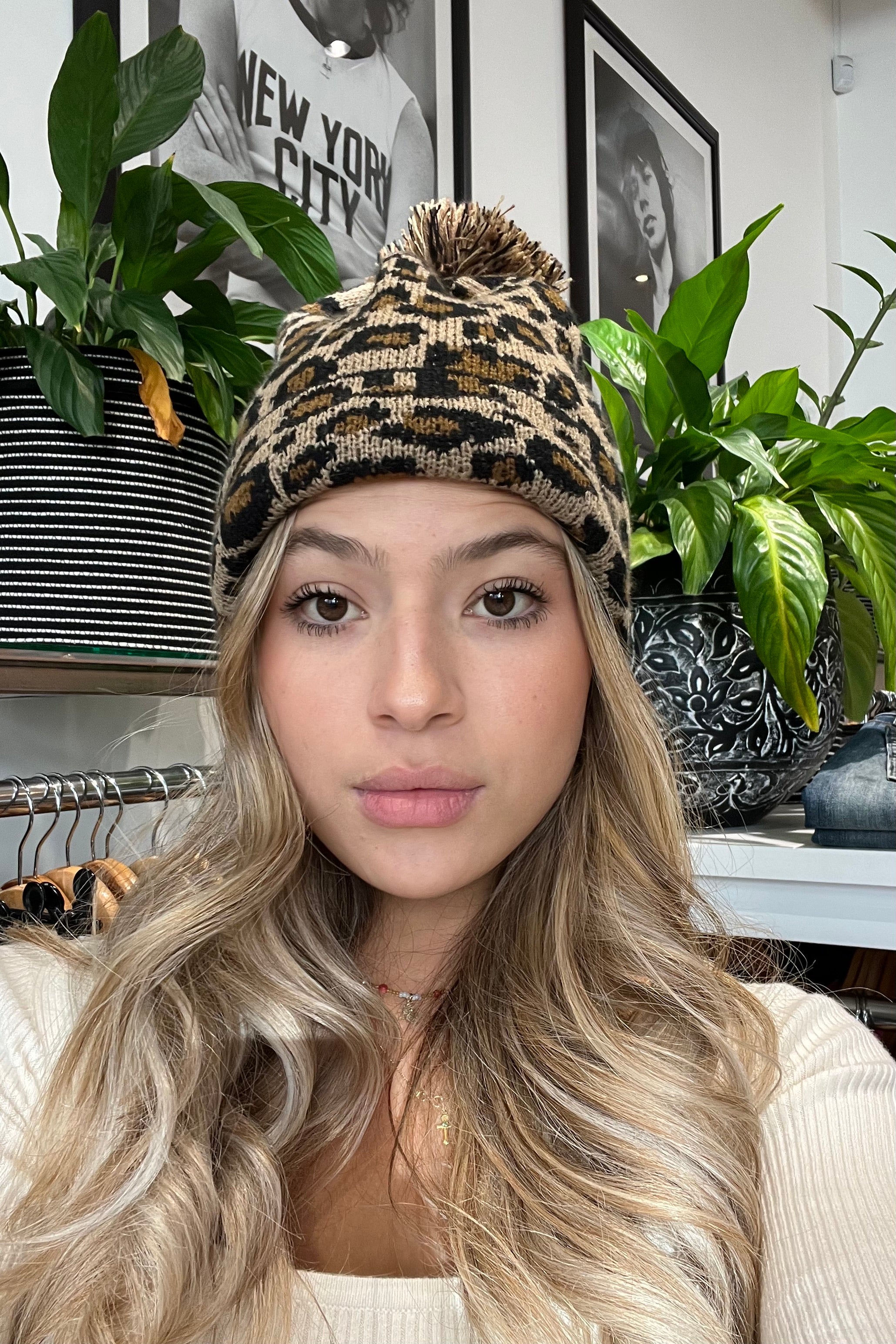 UBH005 Leopard Print Beanie Hat for Women & Men - Soft Winter Knit Skull Cap - Perfect for Outdoor Activities, Skiing, and Cold Weather Fashion