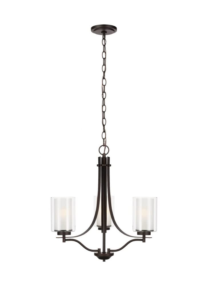 Generation Lighting 3137303EN3-710 Elmwood Park 3-Light Modern Bronze Chandelier - Elegant Hanging Fixture for Dining Room, Living Room & Bedroom Lighting