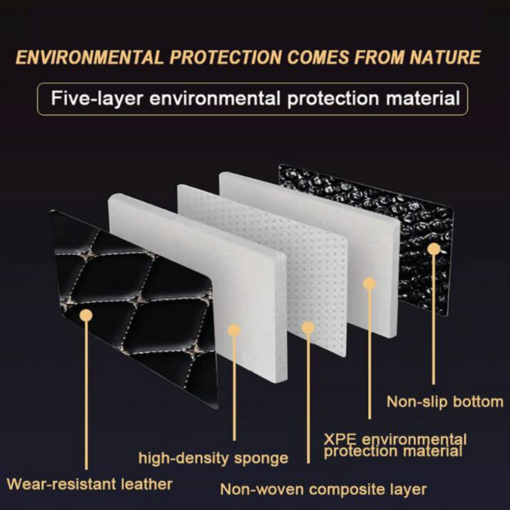 Premium All-Weather Car Floor Mats - Universal Fit for 99% Sedans, SUVs, Trucks & Sports Cars | Luxury Custom Leather Automotive Mats for Women (Black & Pink Diamond Pattern) - Perfect for Daily Commute, Road Trips & Vehicle Protection