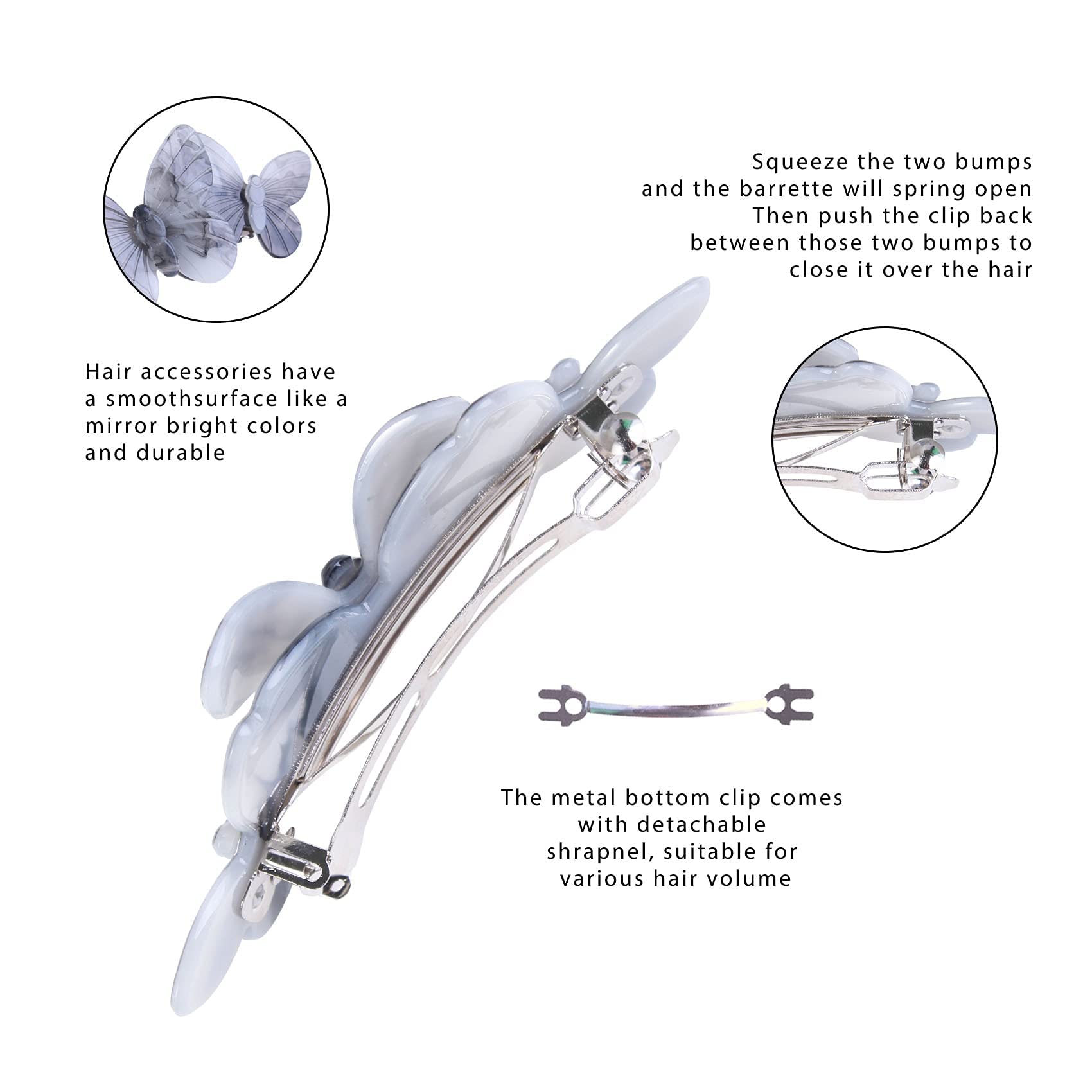 Elegant French Hair Barrettes for Women - 3pcs Large Hair Clips for Thick Hair | Daily Wear & Special Occasions