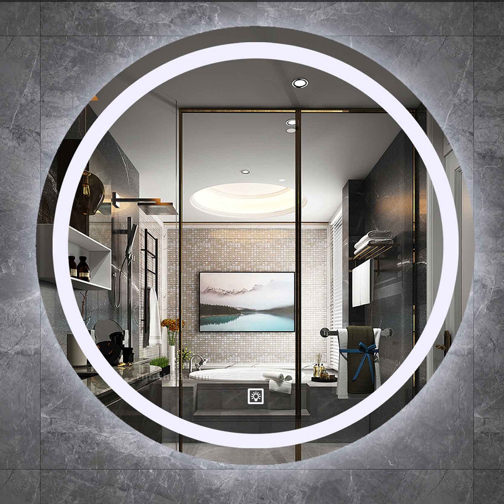 LED Bathroom Mirror with Touch Control & Adjustable Brightness - 50cm/60cm/70cm/80cm Wall Mounted Vanity Mirror for Makeup & Shaving - Perfect for Modern Bathrooms & Dressing Rooms