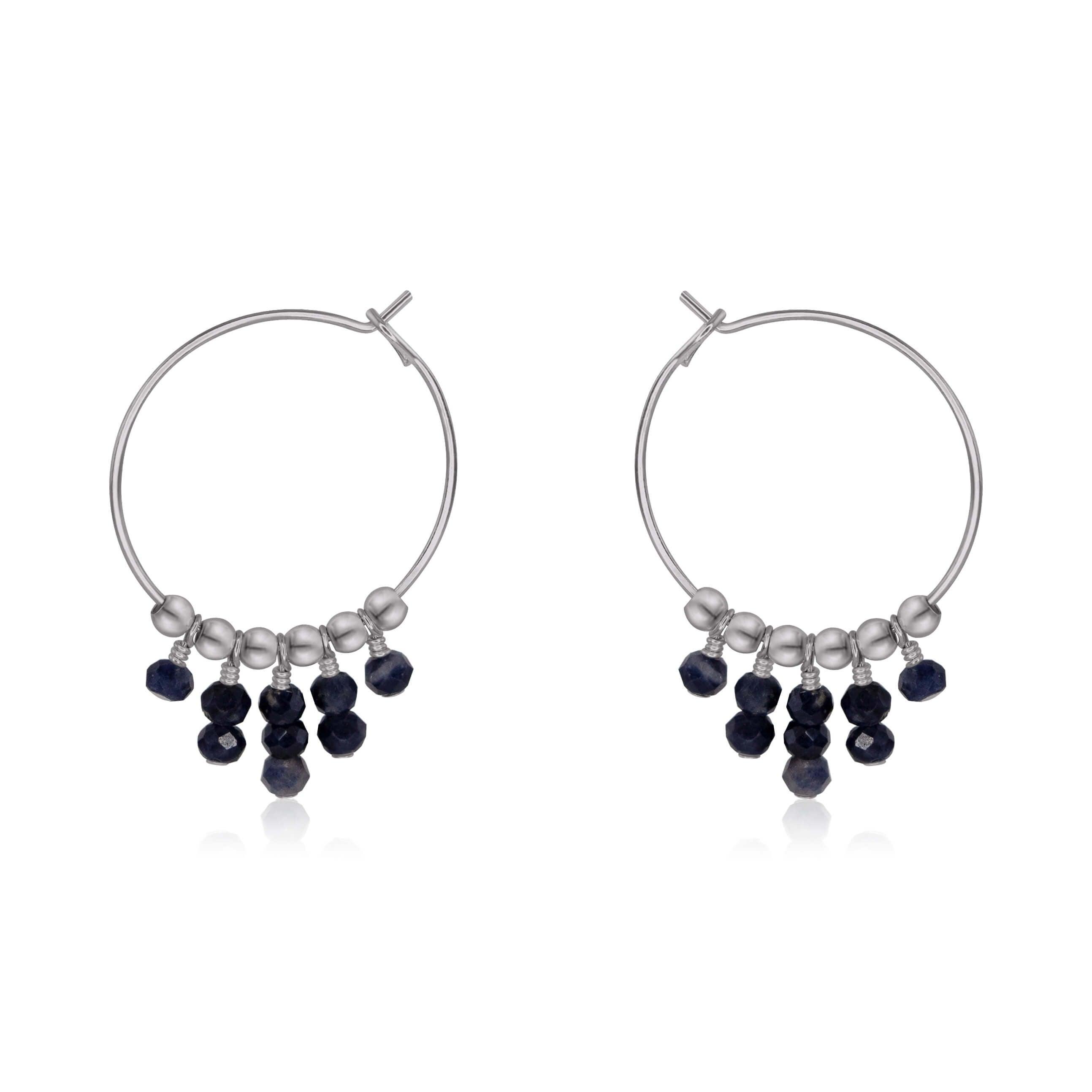 Elegant Sapphire Statement Hoop Earrings for Women - 925 Sterling Silver Dangle Earrings - Perfect for Parties, Weddings & Special Occasions