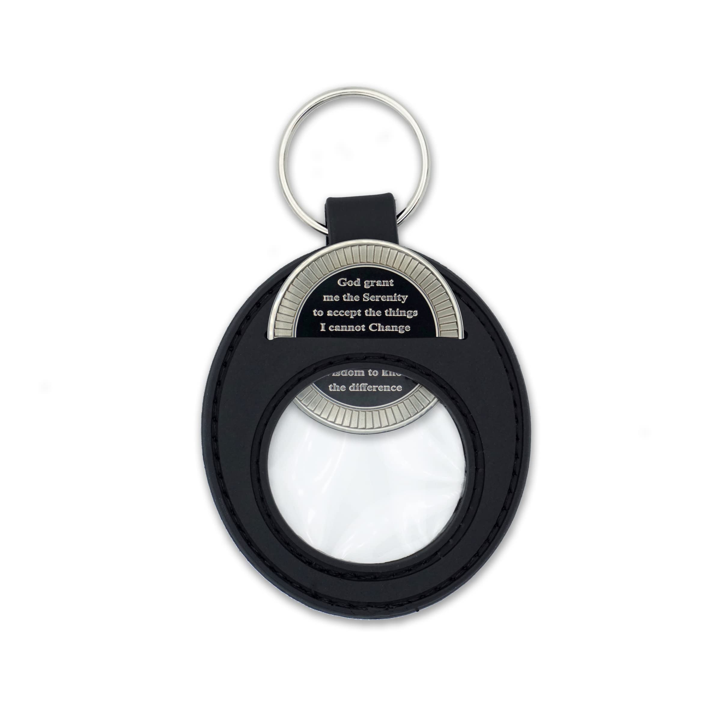 AA Coin Holder Keychain - Displays Both Sides of Sobriety Chips, Medallions & Recovery Tokens | Waterproof Scratch-Resistant Silicone Key Ring for Apple AirTag (Black) - Perfect for 12-Step Meetings, Travel & Daily Sobriety Reminder