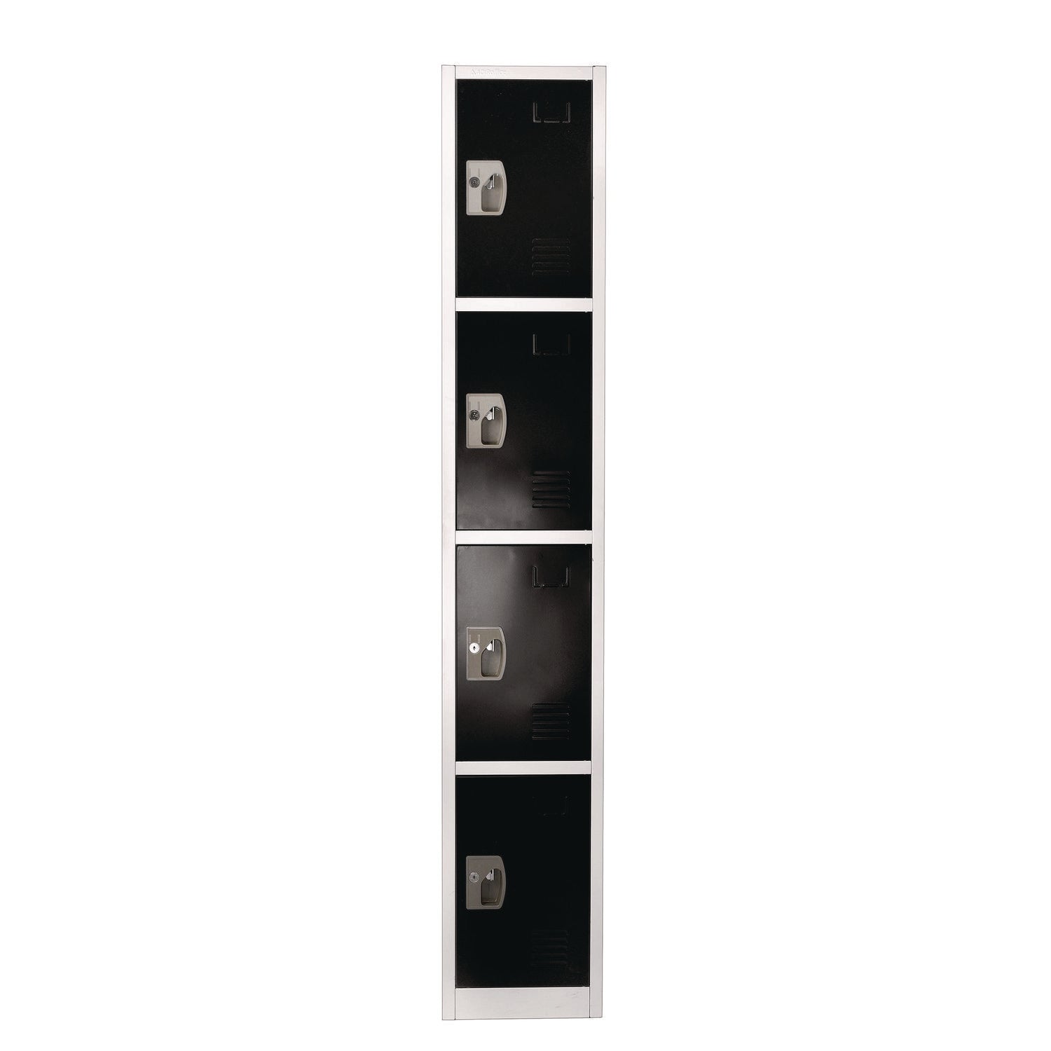 Steel Storage Locker with 4 Compartments - 12 x 12 x 72 Inches, Black - Heavy-Duty School, Gym & Office Locker for Secure Storage
