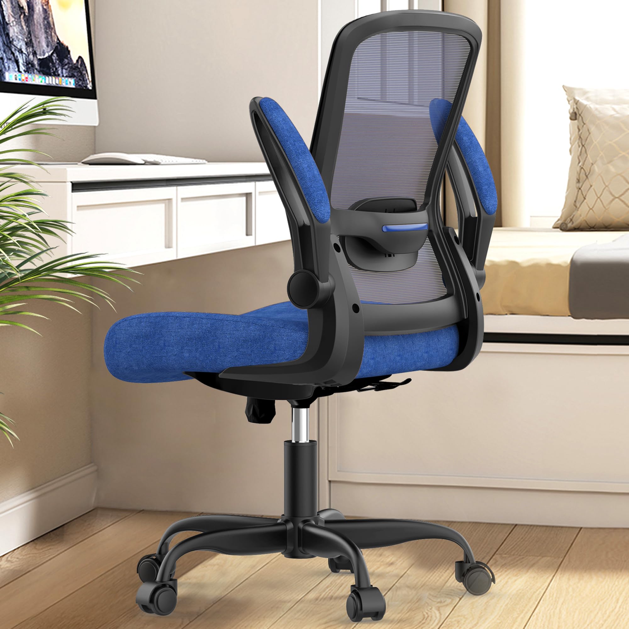 Ergonomic Office Chair with Adjustable Lumbar Support & Flip-Up Armrests - High Back Mesh Computer Desk Chair, BIFMA Certified Task Chair for Home Office | Perfect for Long Work Hours & Video Conferencing