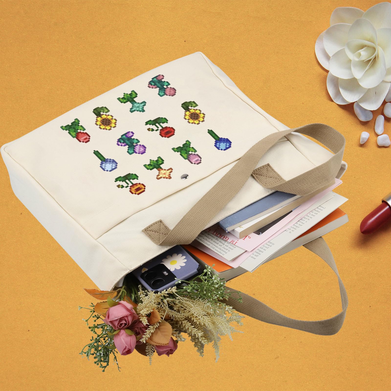 WCGXKO Valley Game Tote Bag - Durable Cotton Canvas Farm-Themed Gift for Board Game Lovers | Perfect for Farmers Market, Picnics & Game Nights