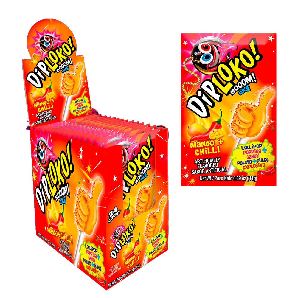 Sour Mango Chili DipLoko Candy - 24 Count Box | Sweet & Spicy Mexican Treat for Parties, Snacking & Gifting