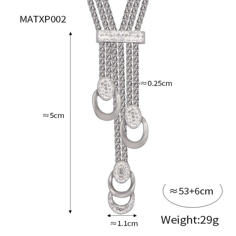18K Gold & Silver Mesh Waterfall Tassel Necklace Bracelet Set for Women - Elegant Layered Jewelry for Party, Wedding & Evening Wear | MAT002