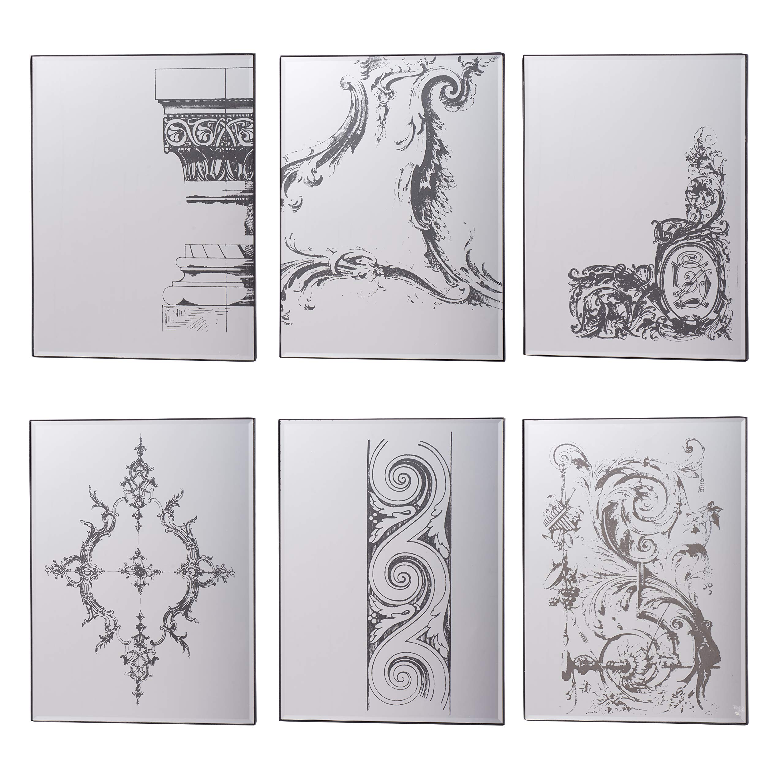 A&B Home Decorative Wall Panels - Set of 6 Black Mirror Wall Tiles for Living Room, Bedroom & Bathroom Decor