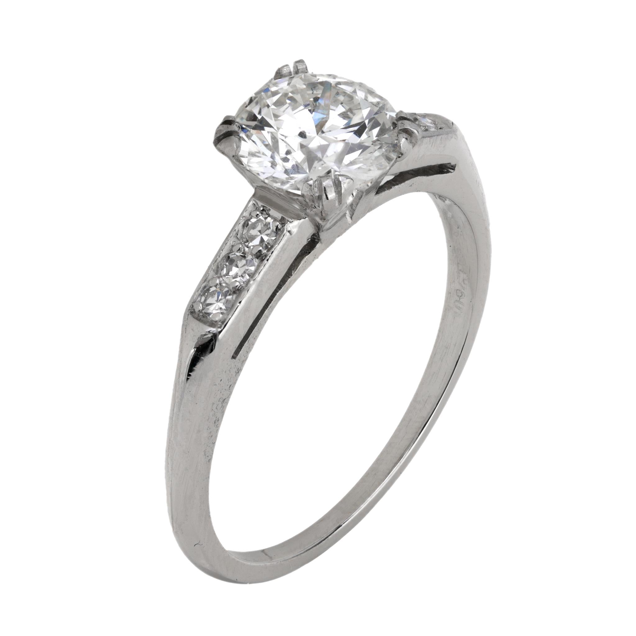 Vintage Mid Century GIA Certified 1.01 Carat Diamond Platinum Engagement Ring for Women - Perfect for Proposals, Anniversaries & Special Occasions