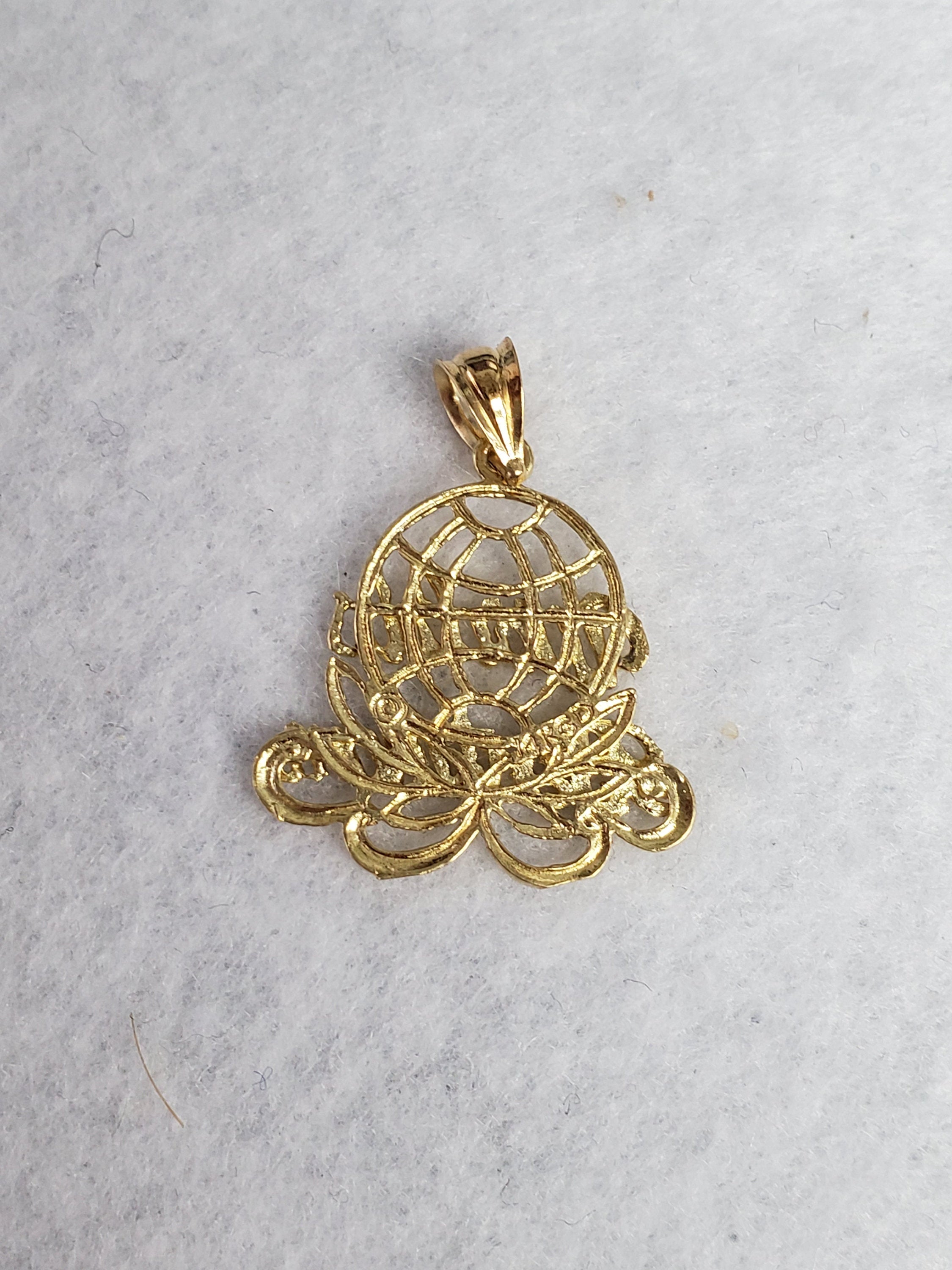 14K Yellow Gold Diamond Cut Charm Pendant for Men - Elegant Jewelry Gift for Him, Perfect for Weddings, Anniversaries & Special Occasions