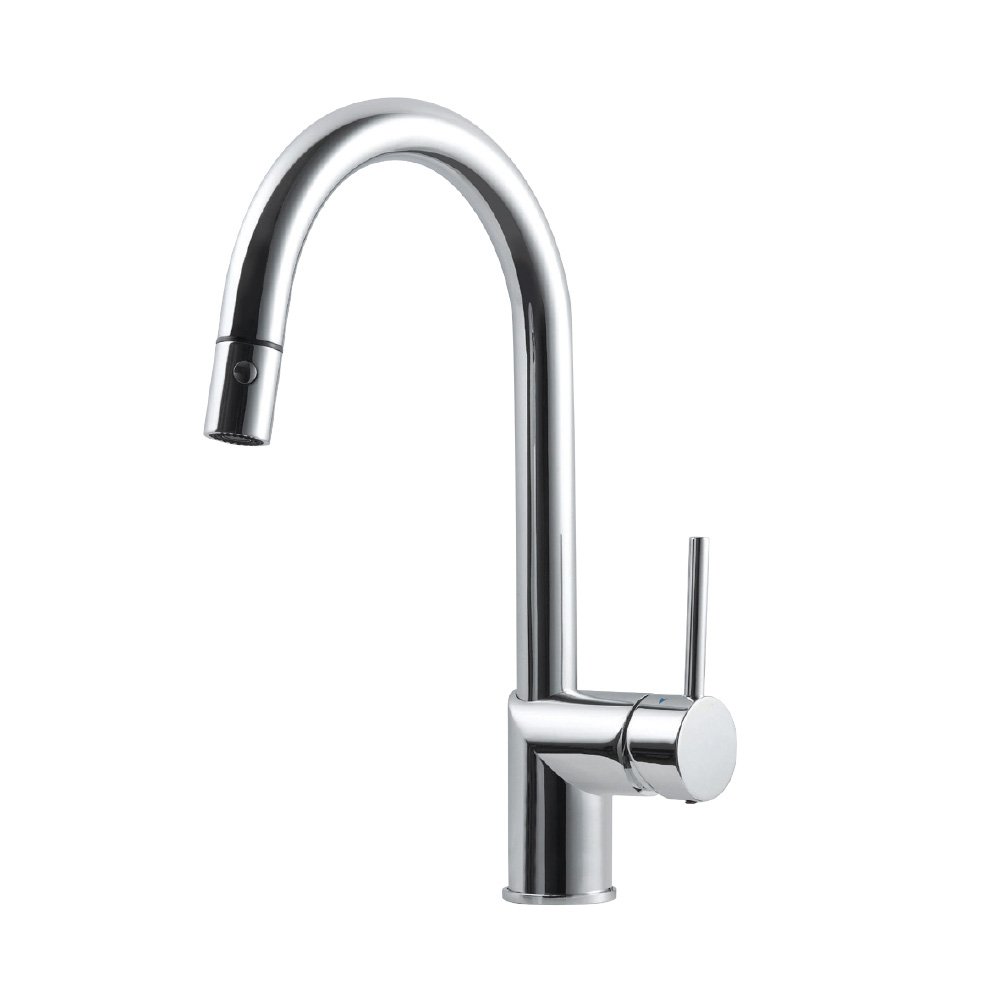 Houzer VITPD-668-PC Vitale Pull Down Kitchen Faucet in Polished Chrome - Modern Single Handle Stainless Steel Sink Faucet for Home & Restaurant Use