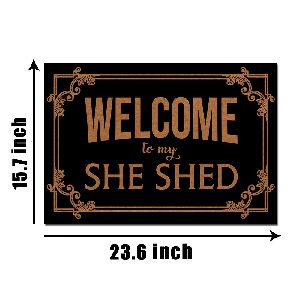 Jackey&Smith Welcome Mat - Non-Slip Felt Fabric Doormat 23.6x15.7 Inch for Front Door, Entryway, Balcony | Perfect for She Shed, Home Decor & Outdoor Use