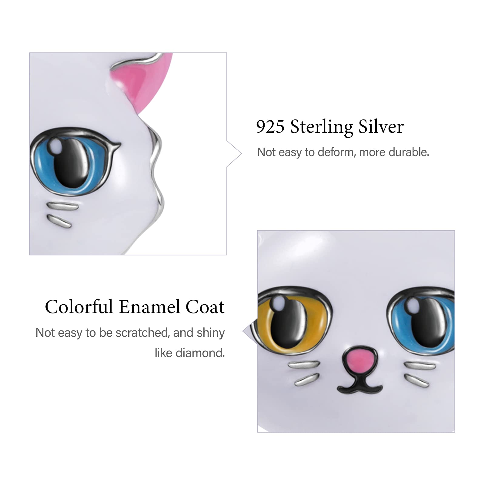 GNOCE Sterling Silver Persian Cat Charm Bead for Bracelet & Necklace - Elegant Jewelry Gift for Women, Wife, Cat Lovers | Perfect for Birthdays, Anniversaries & Everyday Wear