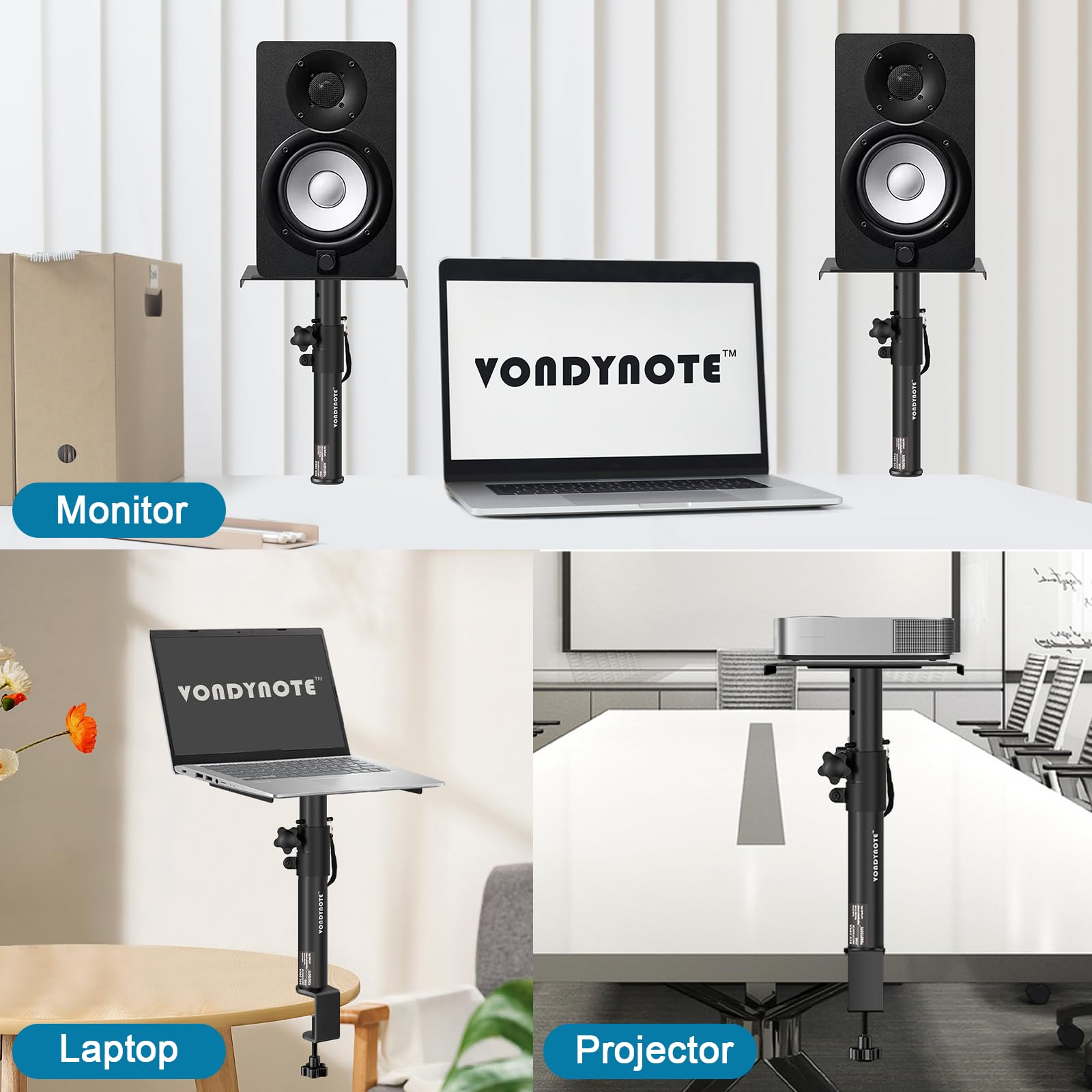 Premium Studio Monitor Stands Set of 2 - Adjustable Height 12