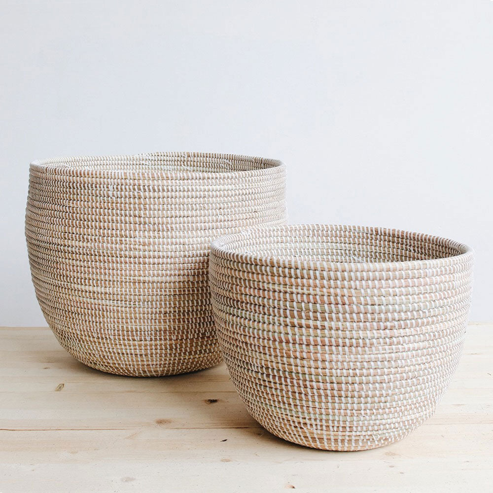Premium White Deep Nesting Basket Set - Stackable Storage Organizer for Home, Kitchen, Bathroom & Office Organization