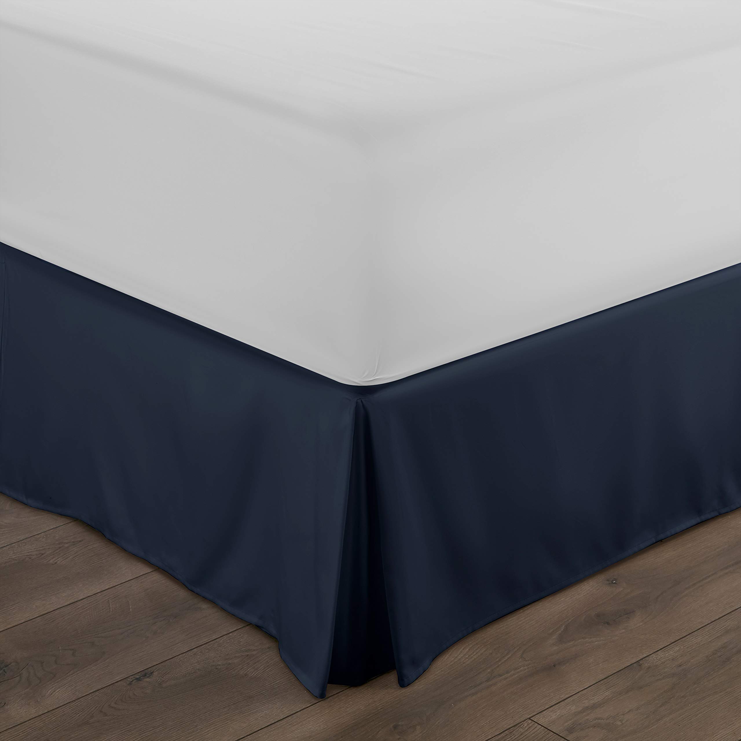 ienjoy Home Collection Pleated Bed Skirt - Twin Size Navy Blue - Perfect for Bedroom Decor & Guest Room Styling