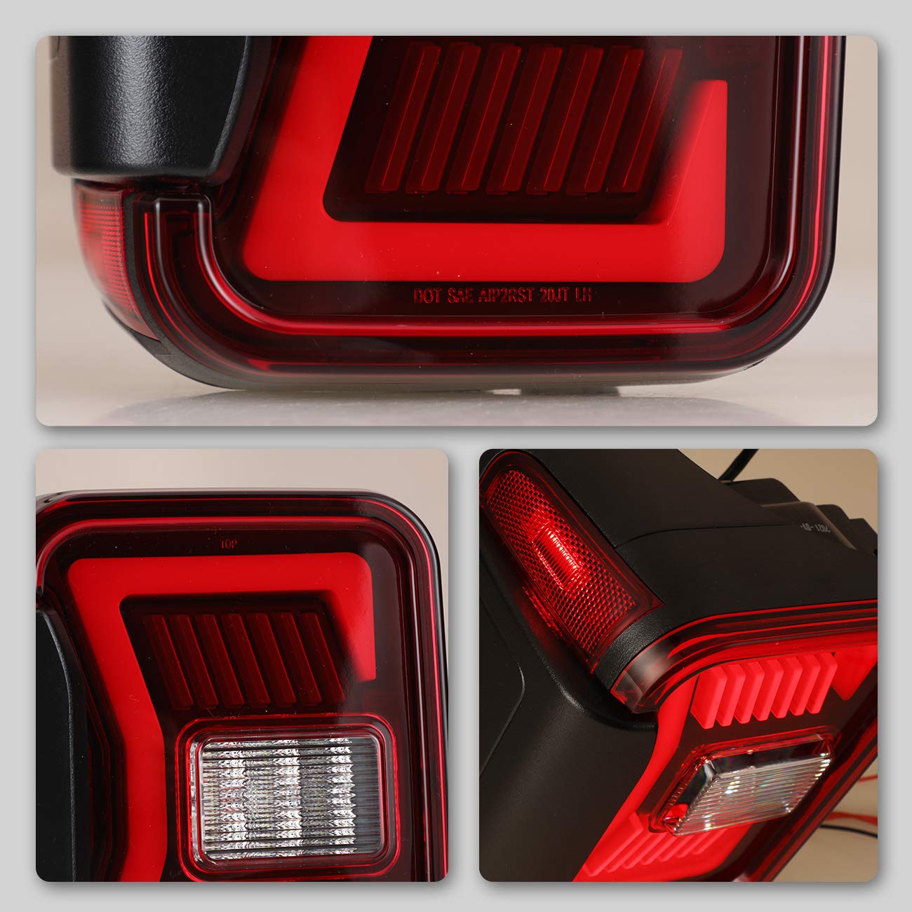 **AUTOWIKI LED Tail Lights for 2019-2025 Jeep Gladiator JT - Black Red Lens Sequential Turn Signal Lights (1 Pair) - Direct Replacement Rear Lamps - Perfect for Off-Roading & Night Driving**