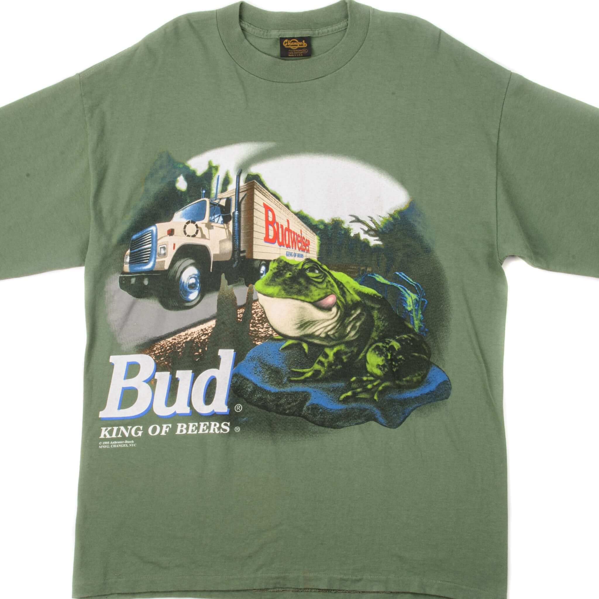 Vintage 1995 Budweiser T-Shirt - Large Size, 100% Cotton, Made in USA - Perfect for Casual Wear, Beer Lovers & Retro Fashion Collectors