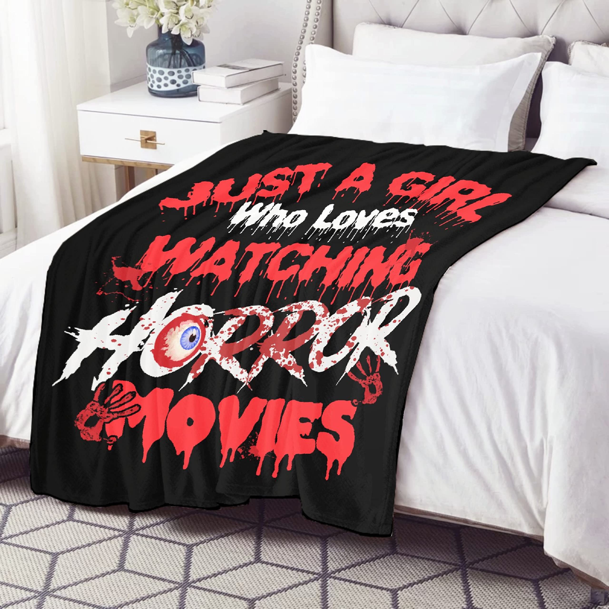 Horror Movie Blanket - Soft Plush Throw for Women & Men - Lightweight Air Conditioner Quilt - 120x90 Inch Extra Large Couch Blanket - Perfect for Movie Nights, Halloween Decor, and Cozy Sofa Relaxation
