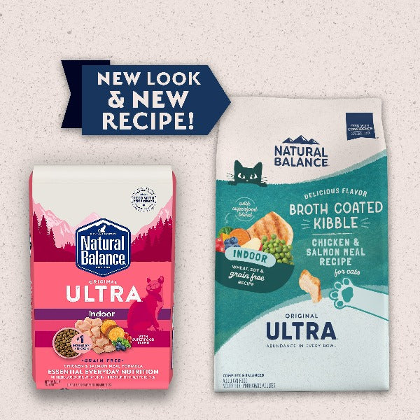 Natural Balance Original Ultra Indoor Chicken & Salmon Meal Recipe Dry Cat Food - Premium High Protein Cat Food for Indoor Cats - Supports Healthy Digestion & Shiny Coat - Ideal for Adult Cats with Sensitive Stomachs