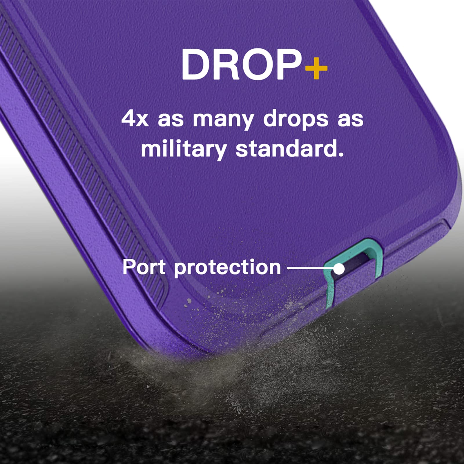 AICase Heavy Duty Military Grade Shockproof iPhone 13/14 Case with Belt Clip Holster & Screen Protector - Full Body Protection, Dustproof & Drop Proof Rugged Phone Cover (Purple) - Perfect for Construction, Outdoor Adventures & Active Lifestyles