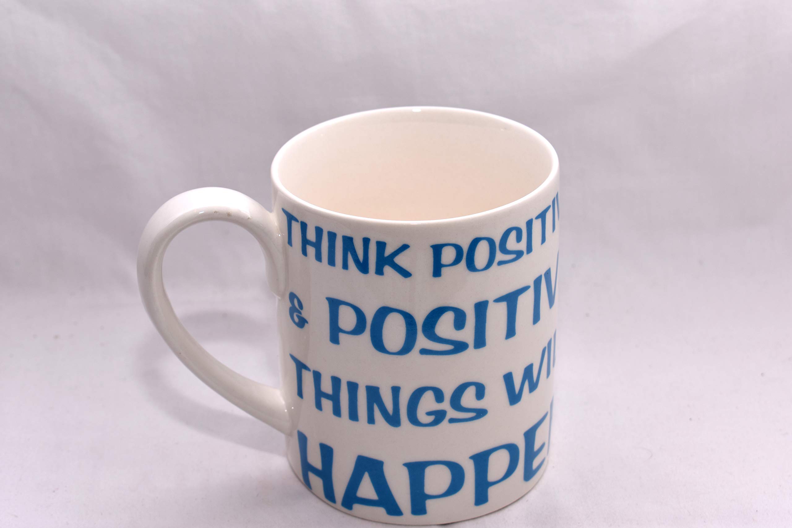 16oz Think Positive Ceramic Coffee Mug - Inspirational Motivational Gift for Office, Home & Travel - Perfect for Hot Tea, Coffee & Soups