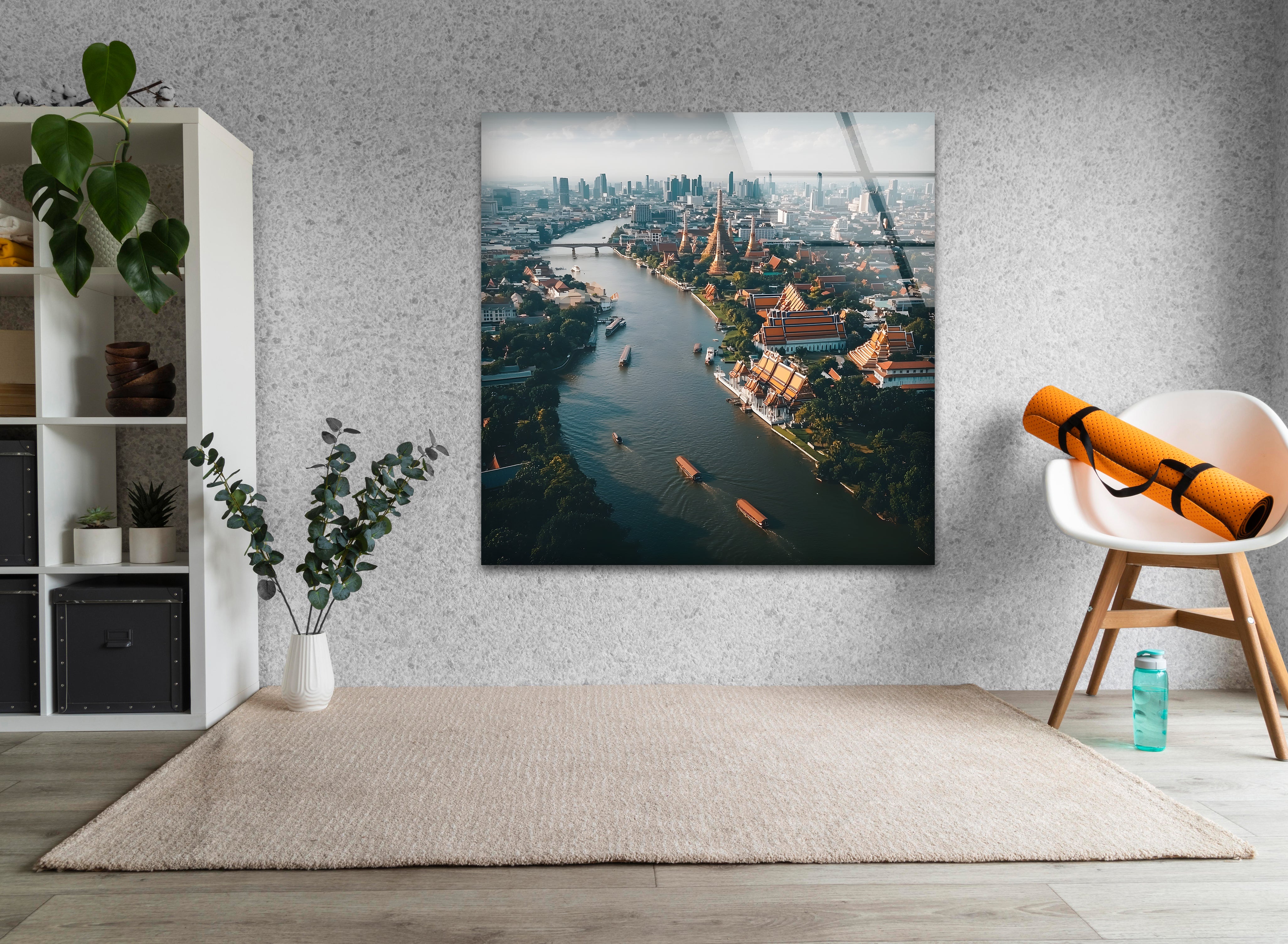 Bangkok Landscape Glass Wall Art - Stunning Thai Cityscape Decor for Living Room, Bedroom & Office - Perfect Modern Home & Office Wall Decor