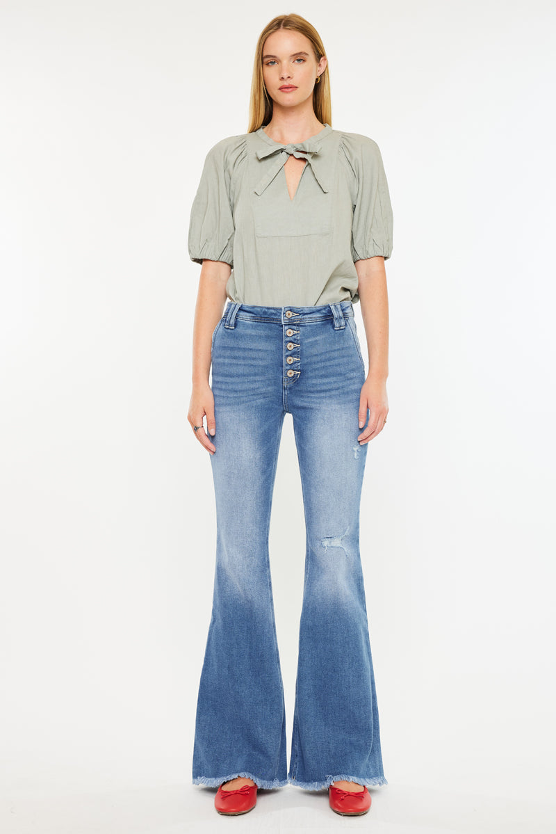Sianne Women's High Rise Flare Jeans - Stretchy Denim Pants for Casual & Retro Style | Perfect for Everyday Wear, Date Night & 70s Fashion Looks