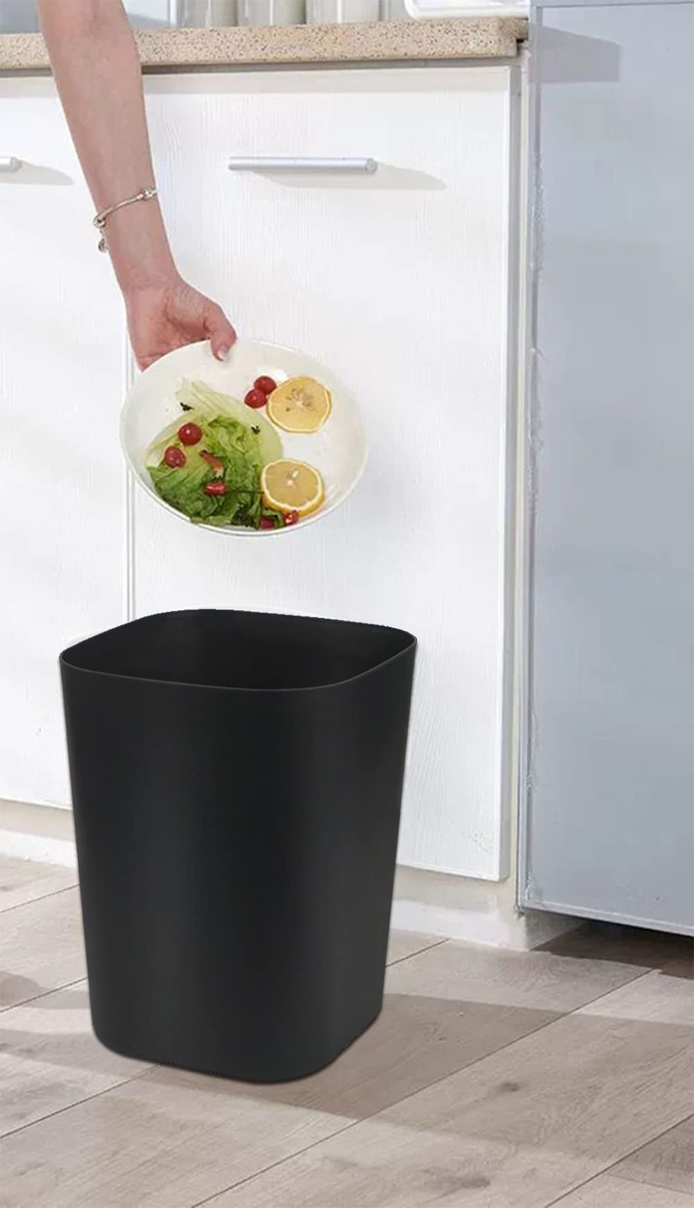 2 Pack Besli 2 Gallon Small Trash Can - Black Waste Basket for Bathroom, Bedroom, Kitchen & Office - Perfect for Home, Dorm & Office Spaces