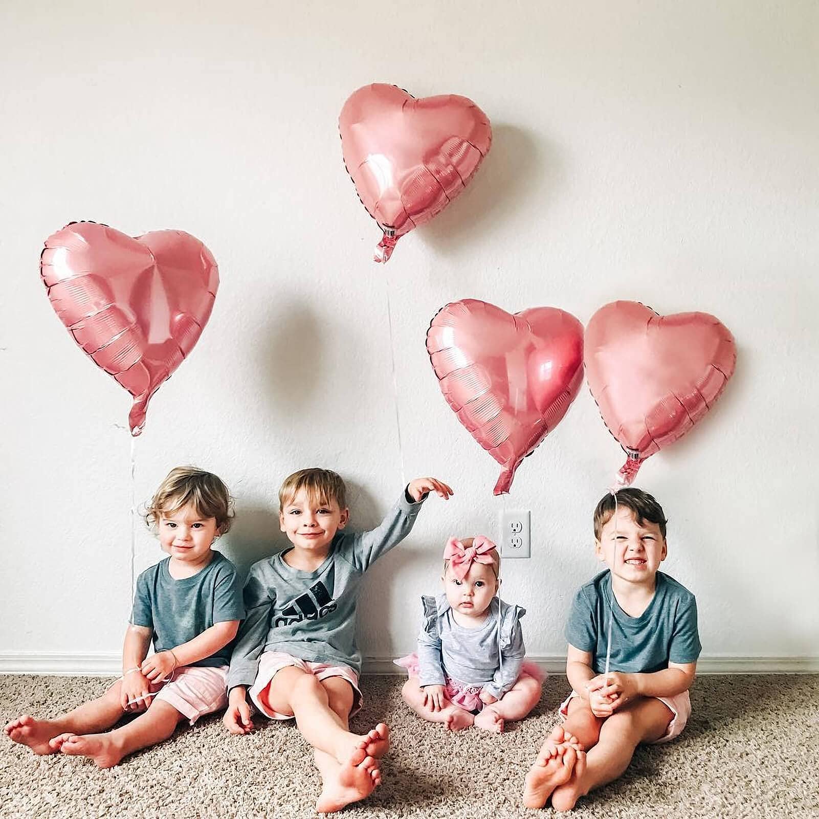 10Pcs Rose Gold Foil Heart Shaped Balloons 18 Inch - Mylar Heart Balloons for Baby Shower, Wedding, Valentine's Day Decorations - Perfect for Party Decor, Anniversary, Birthday Celebrations & Romantic Proposals