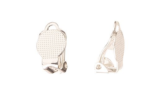 15mm Silver-Plated Clip-On Earrings with 9mm Round Flat Pad & Back Loop - Pack of 12pcs - Non-Piercing Earrings for Sensitive Ears - Perfect for Parties, Weddings & Special Occasions
