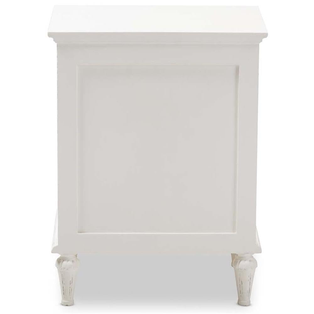 BOWERY HILL Whitewashed Hardwood 3-Drawer Nightstand - Provincial Style Bedside Table for Bedroom, Guest Room & Nursery Furniture